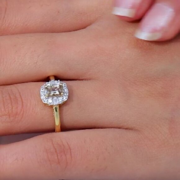 AAA Turkizite and White Zircon Halo Ring - Picture 4 of 5